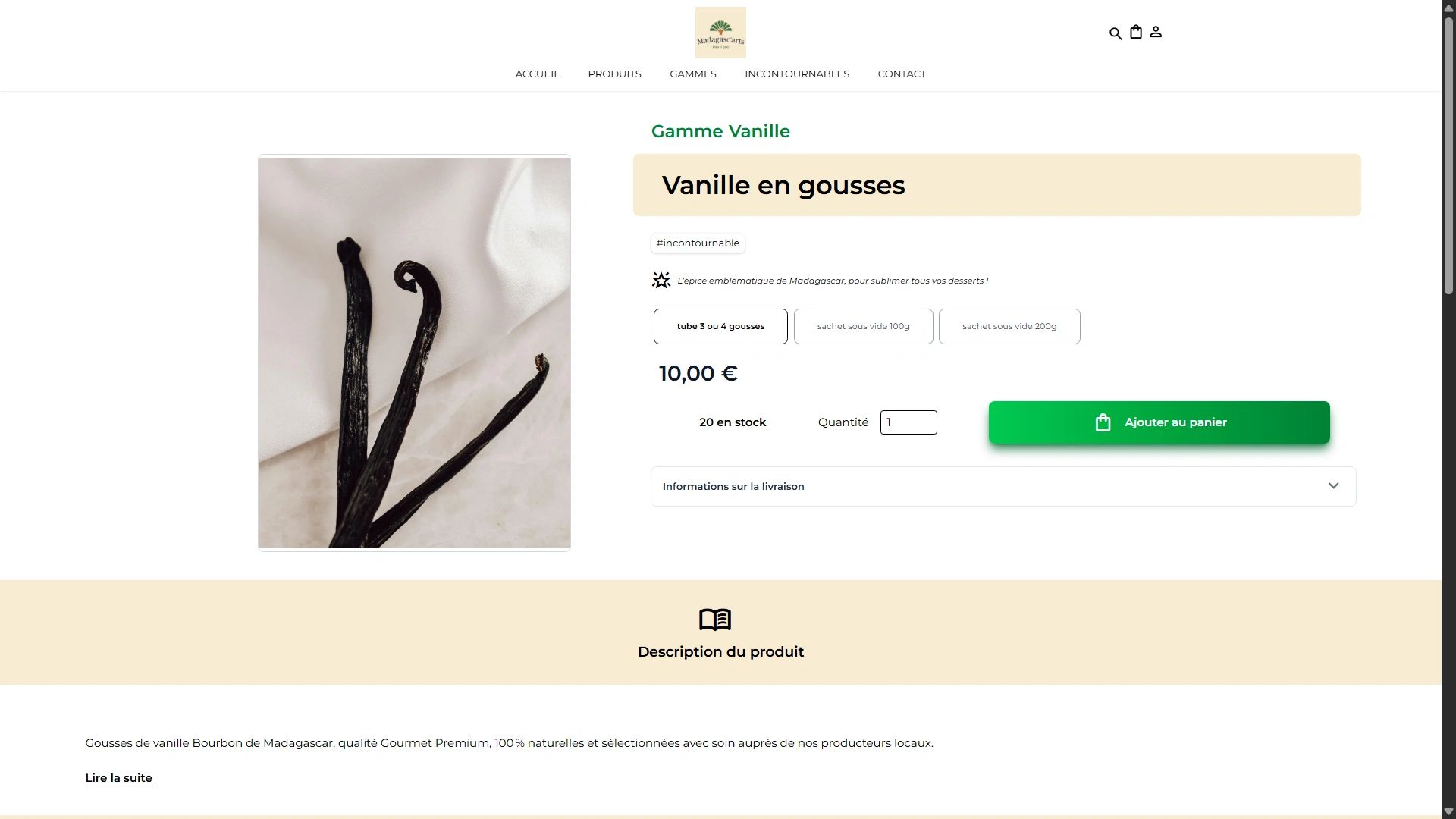 capture section detail produit site Madagasc'arts Boutique
